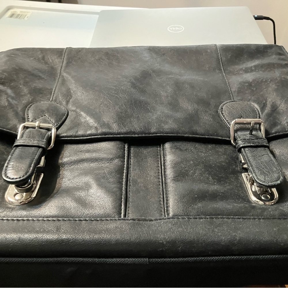 Black Leather Men's or Women’s laptop case